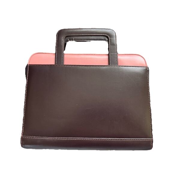 Franklin Covey | Office | Franklin Covey Pink Leather  Franklin Covey Day One Zip Planner Binder W/ Handles Brown Pink Purse Organizer
